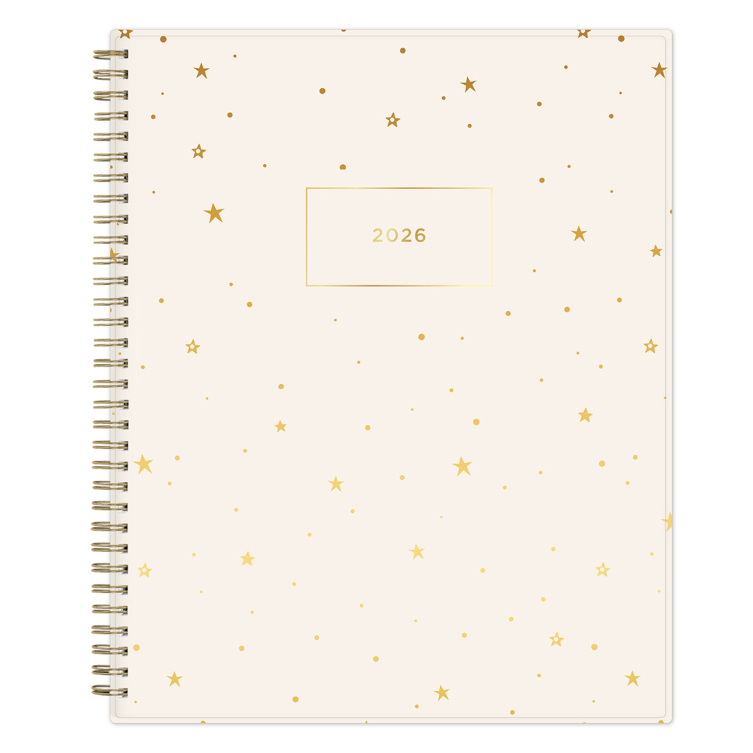 cream background with golden stars printed on this 8.5x11 planner