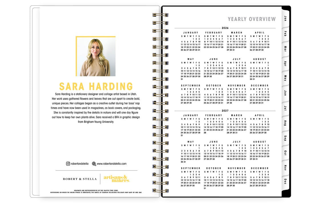sticker sheet with storage pocket and yearly overview 2026 to 2027