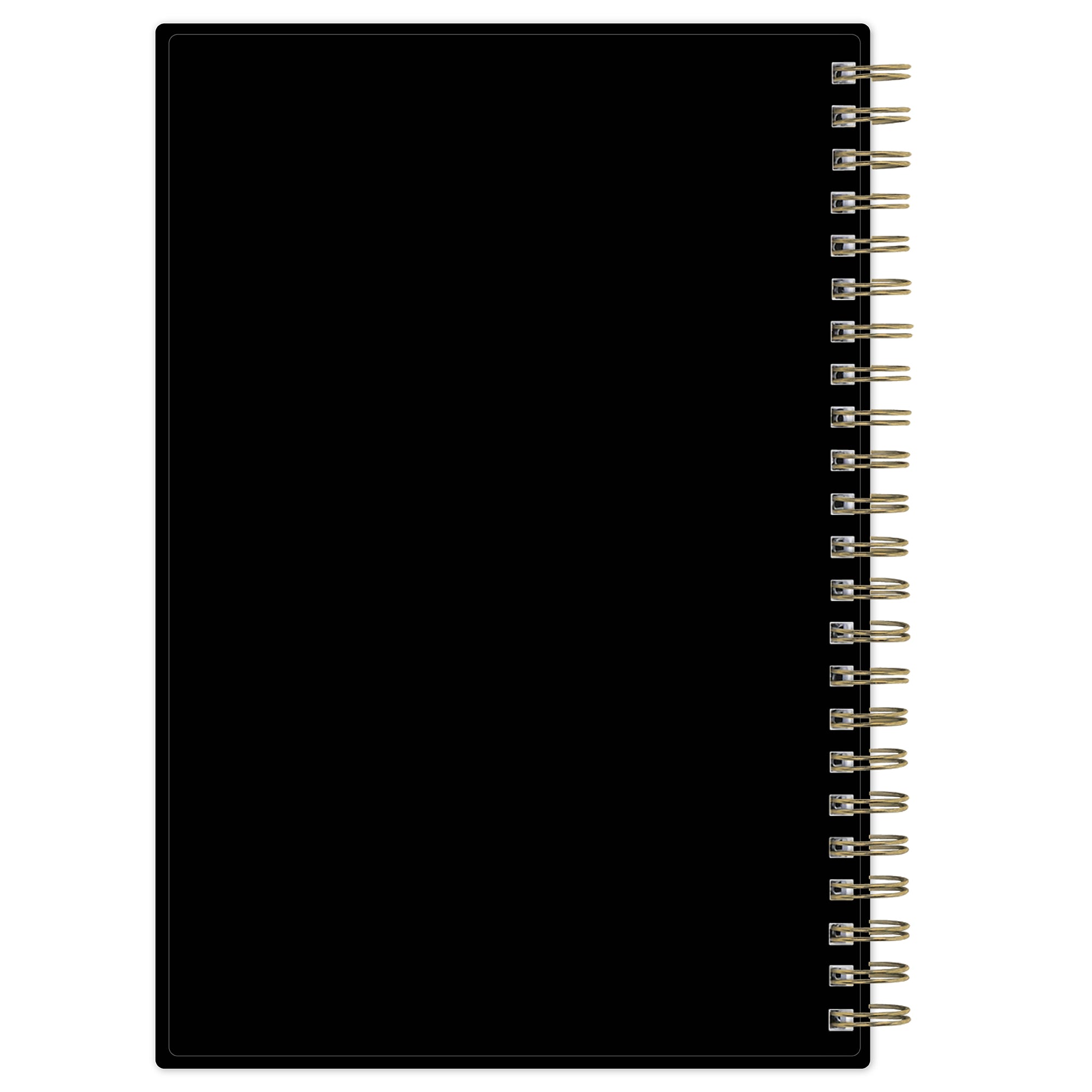 Leopard print planner with a gold spiral binding and &