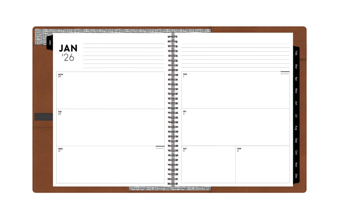 ASMBLD 2026 Tan Weekly Monthly 8.5x11 Padfolio + Planning Calendar