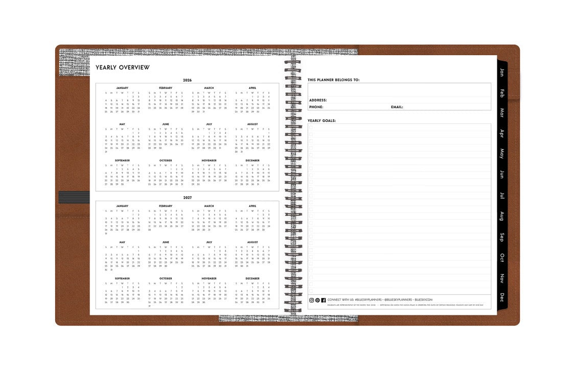 Yearly overview spread of January 2026 - December 2027. in 8.5x11 planner size