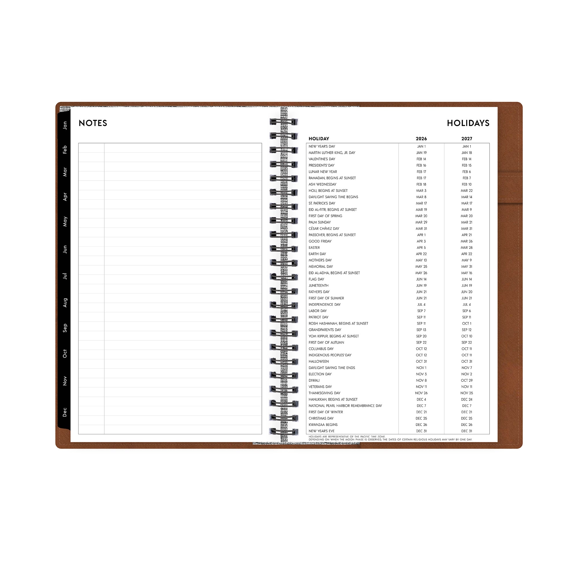 lined notes pages and holiday list
