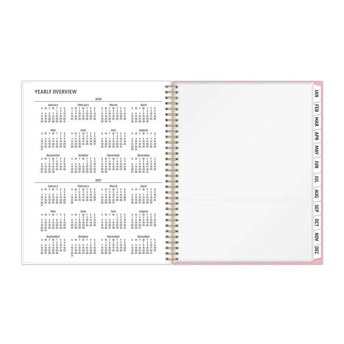 2026 and 2027 reference calendars with storage pocket