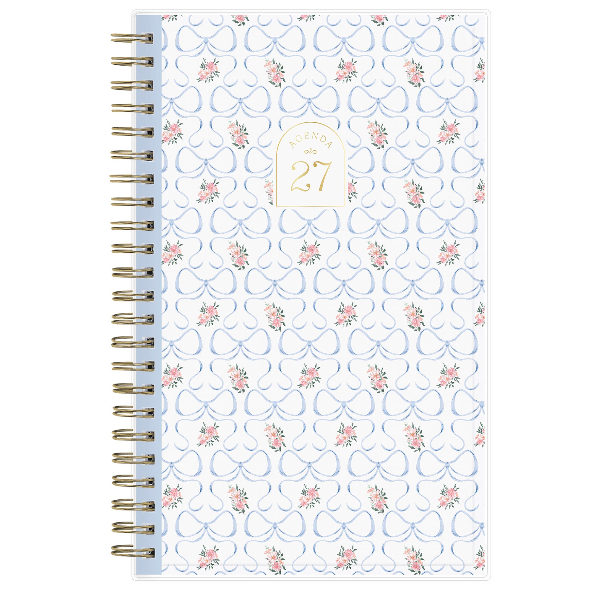 5x8 planner with bow pattern and floral accents on a white background for 2027
