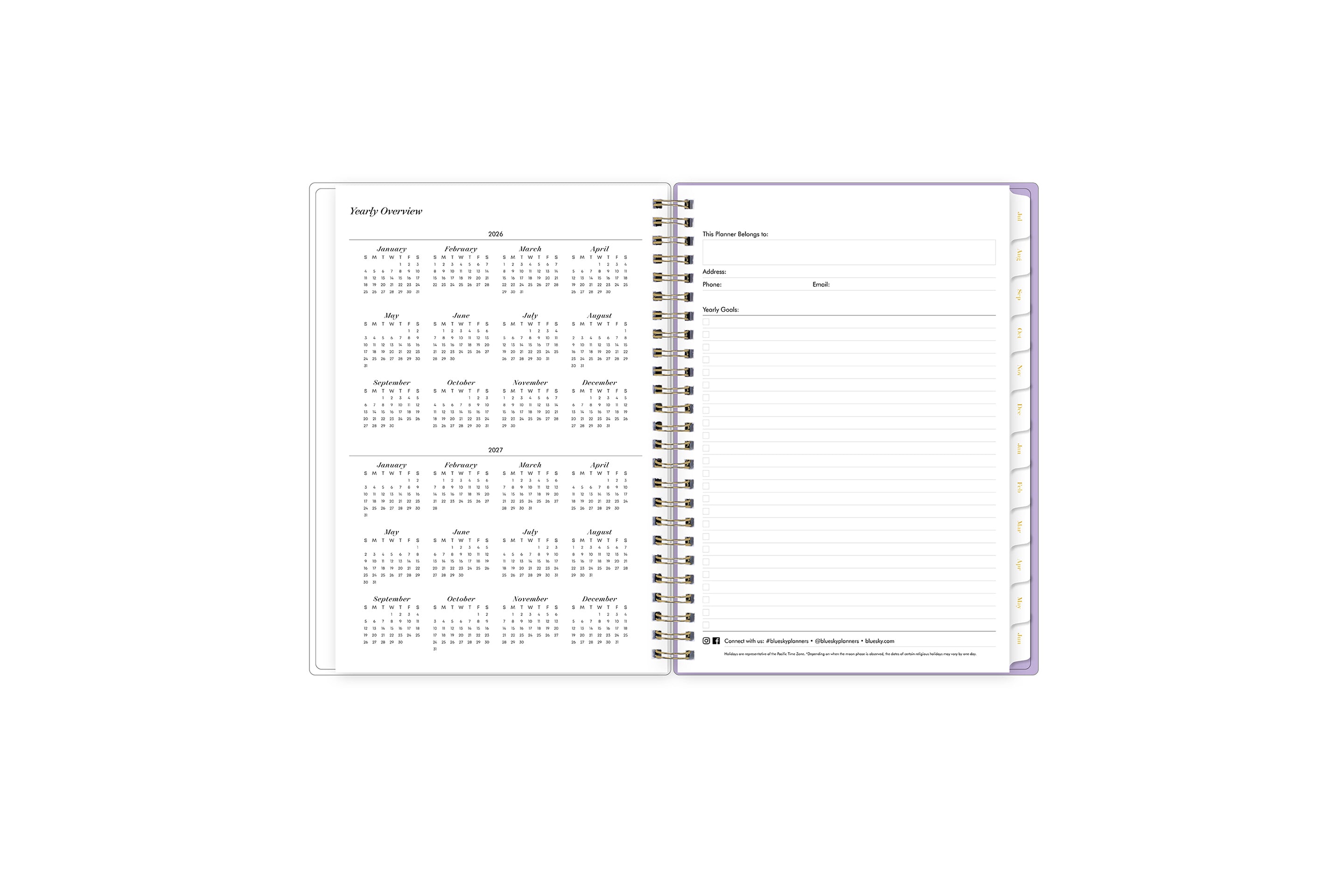 reference calendar for 2026 and 2027 and ownership information