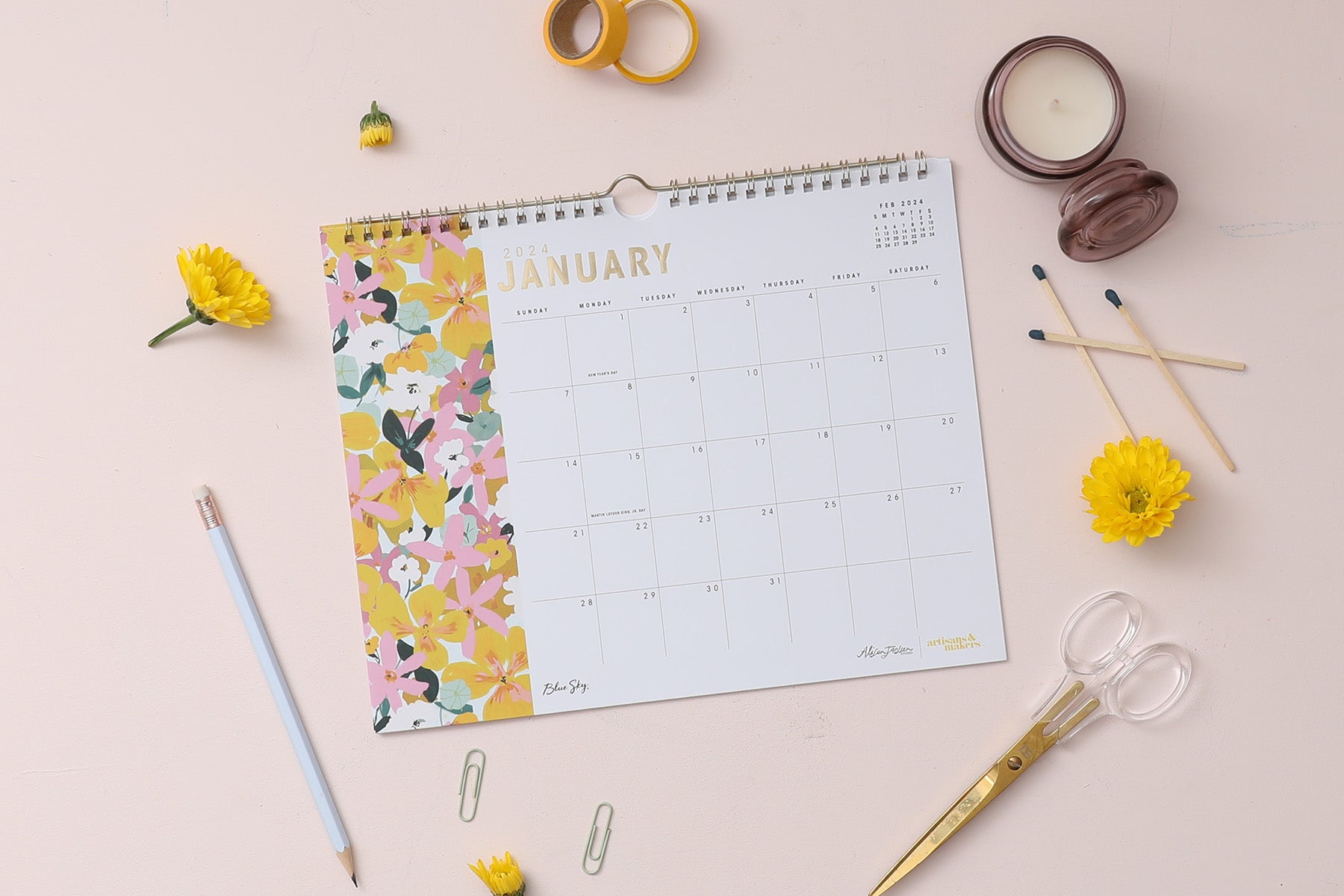 January 2024 to December 2024 monthly wall calendar 11x8.75