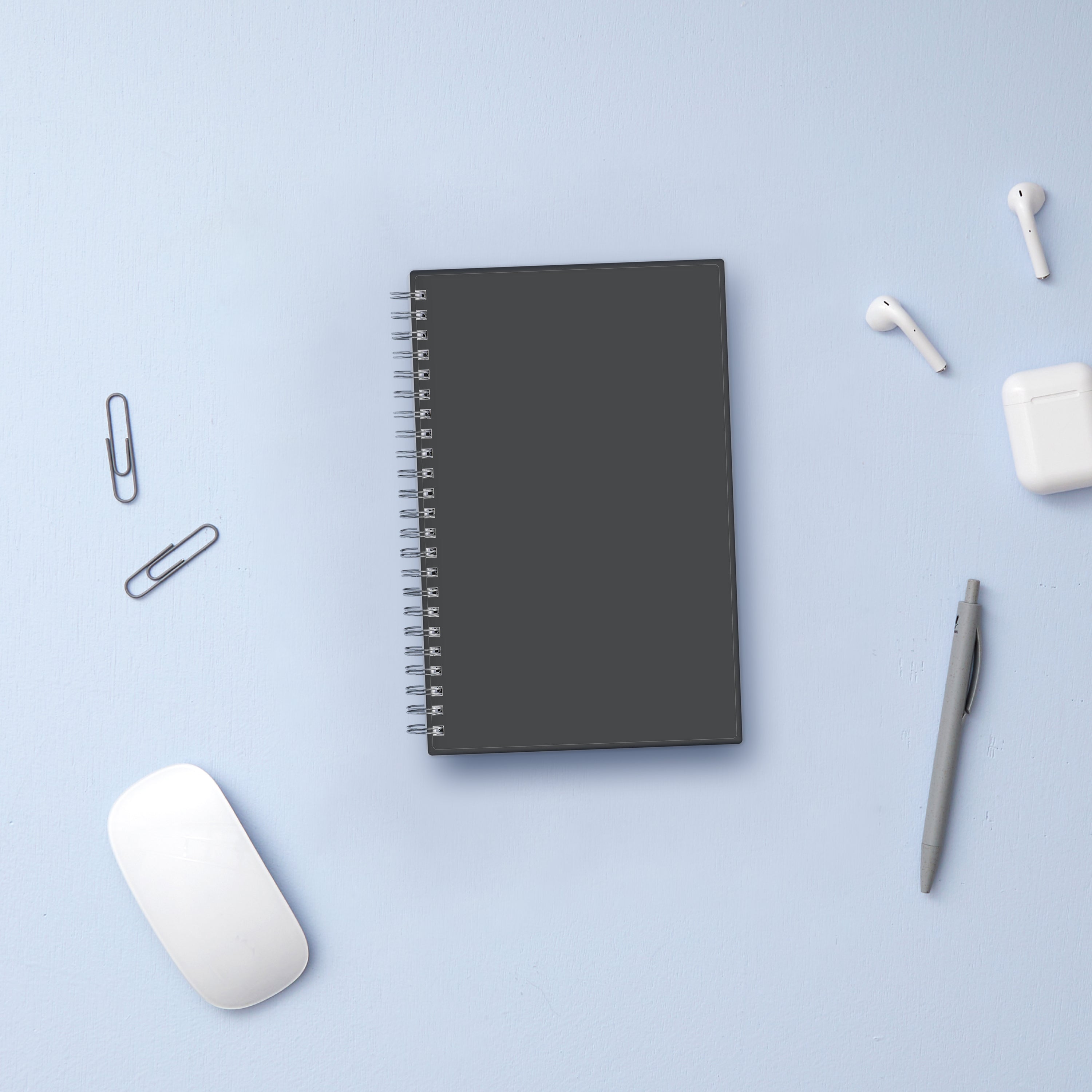 charcoal front cover on this professional notebook in 5.5 x 8.5 size