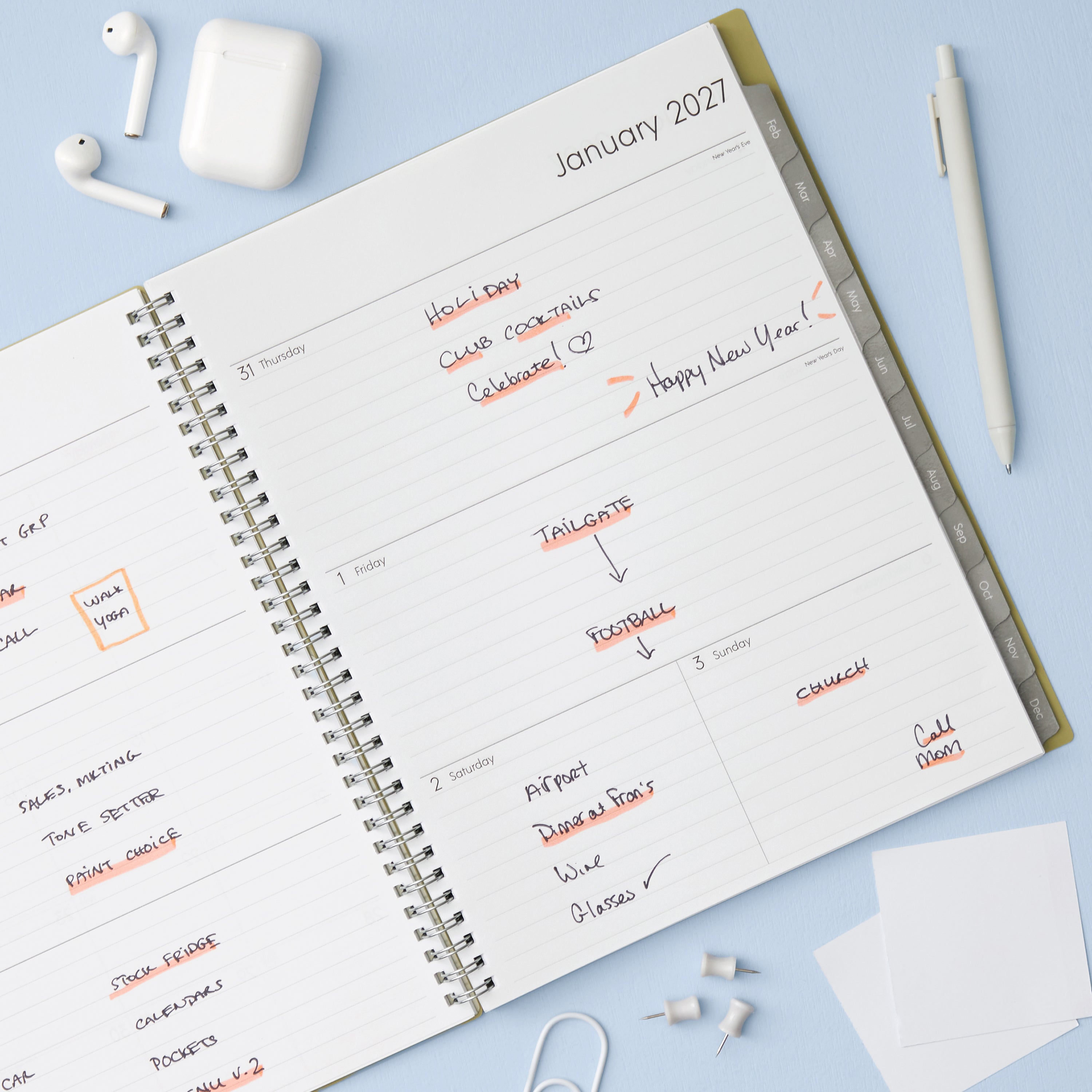 2027 weekly layout featuring lined writing space and organized sections for planning 8.5x11