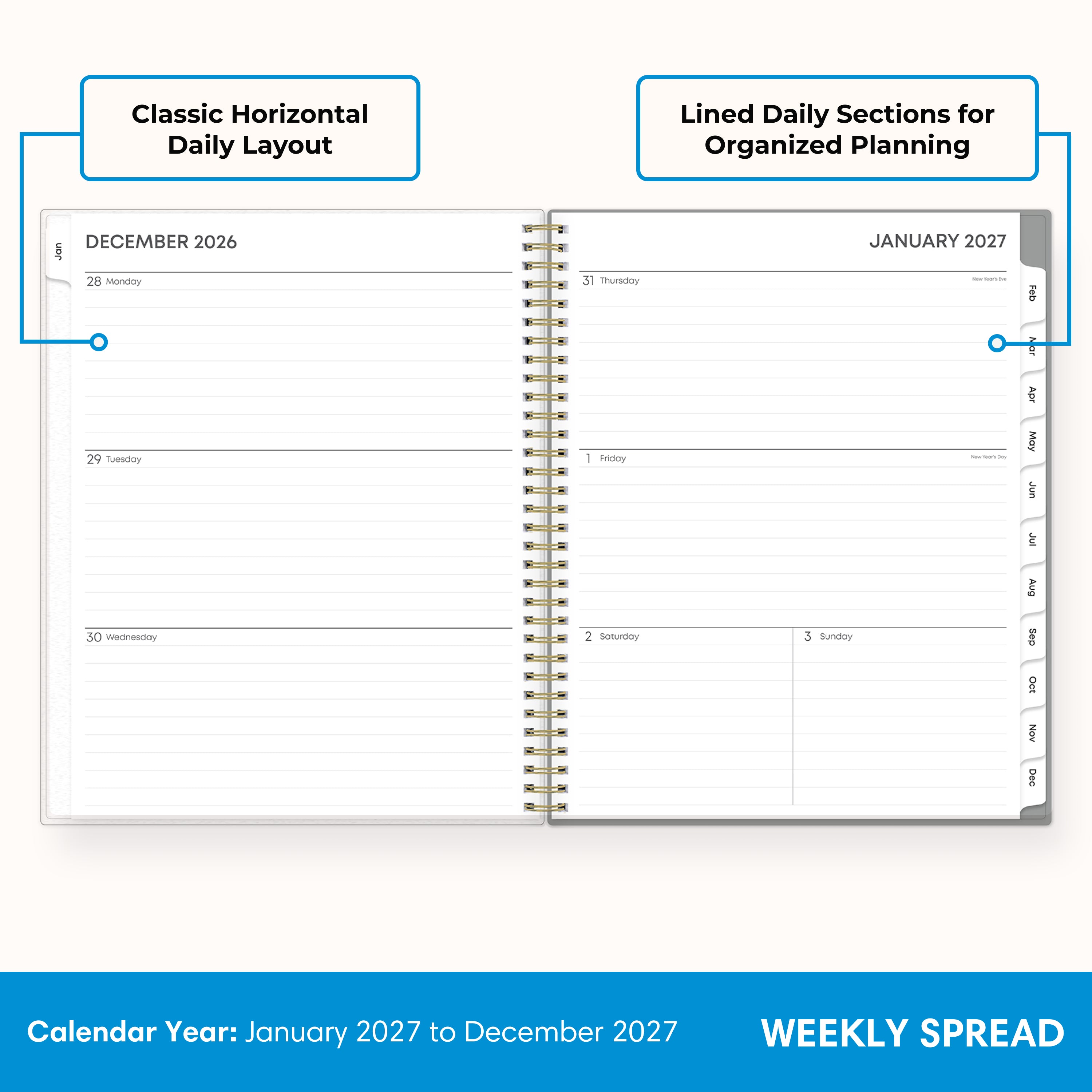 Sophie 2027 Weekly Monthly 8.5x11 Planning Calendar