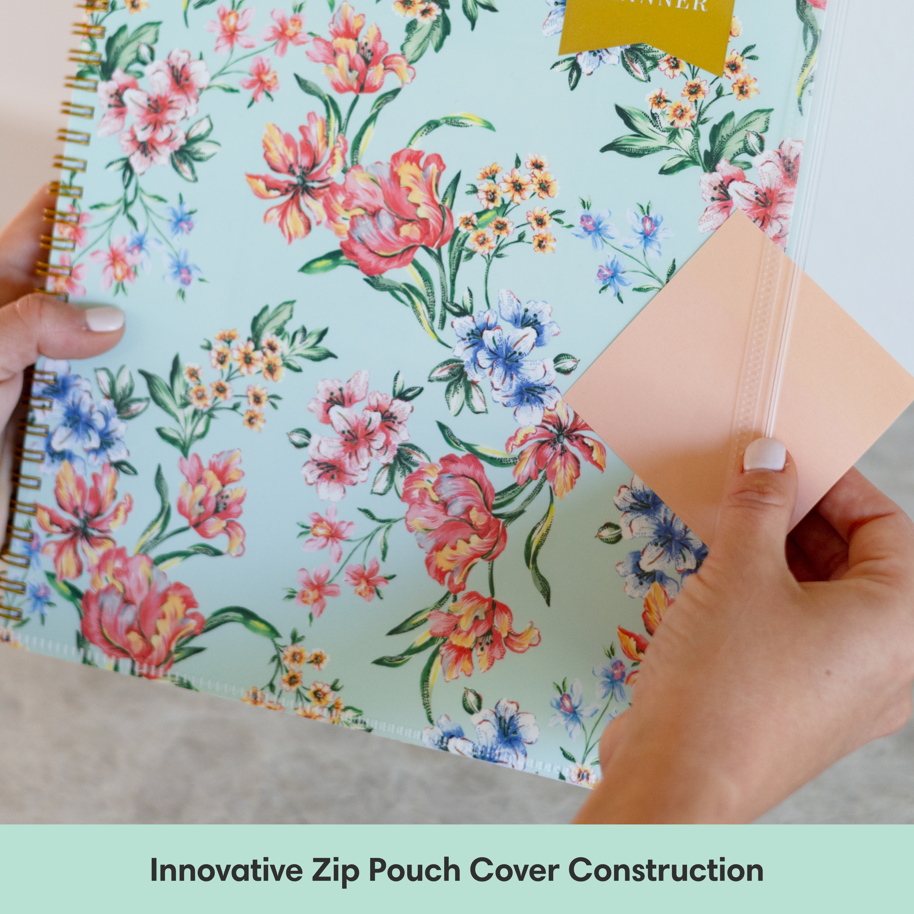 flexible cover stands up to daily use with front cover storage pocket zip