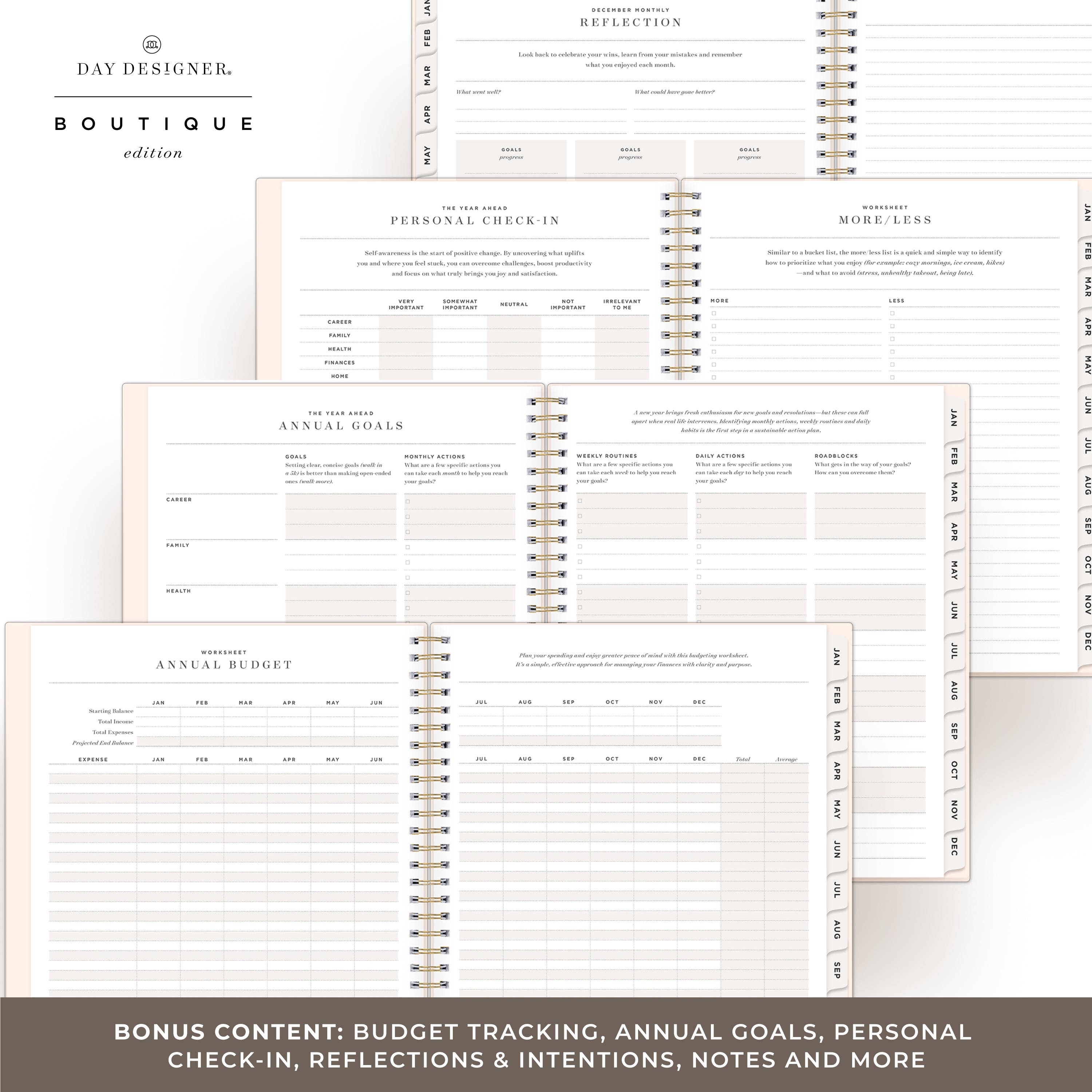 planner featuring bonus content like yearly overview, important dates, holidays, states and capitals