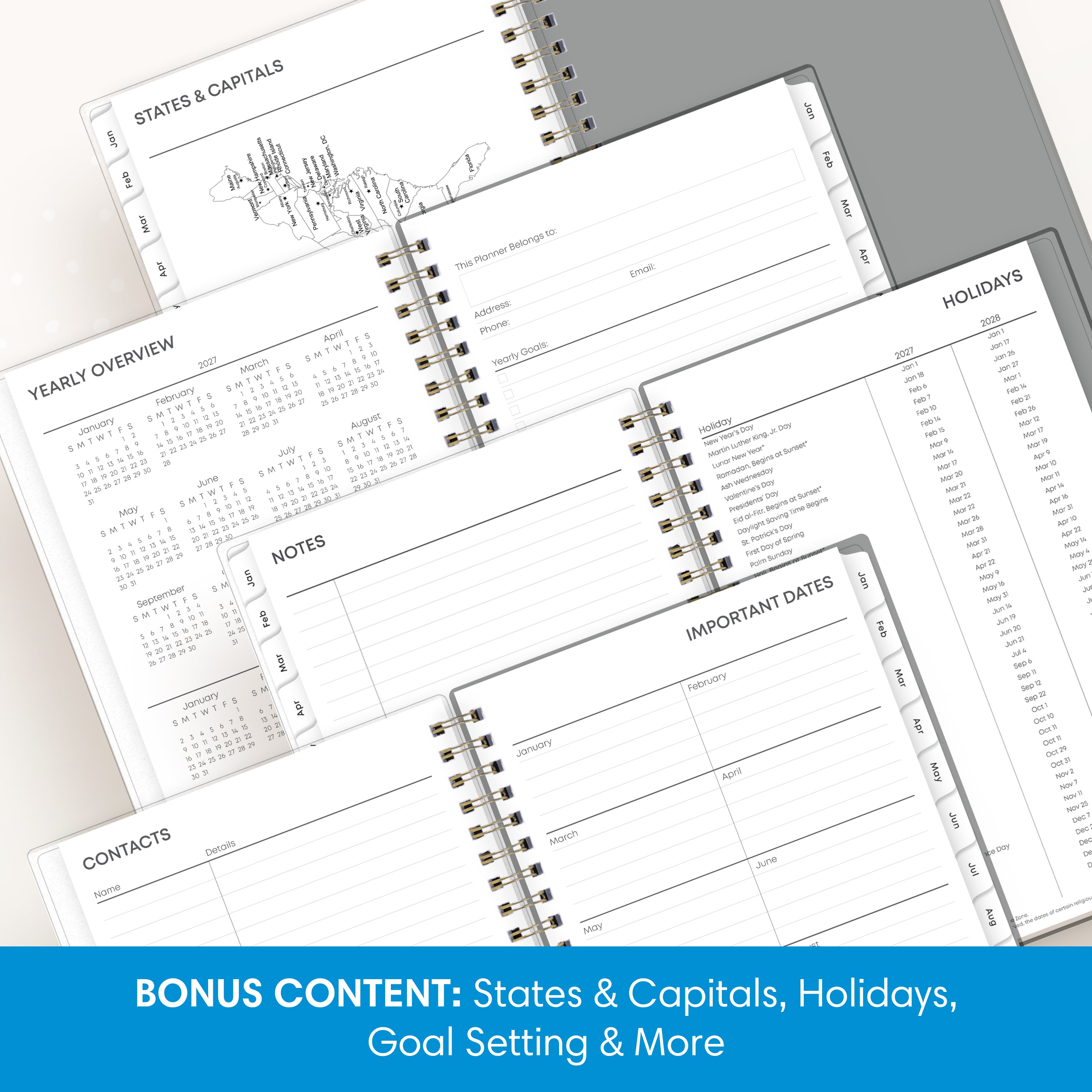 Sophie 2027 Weekly Monthly 5x8 Planning Calendar