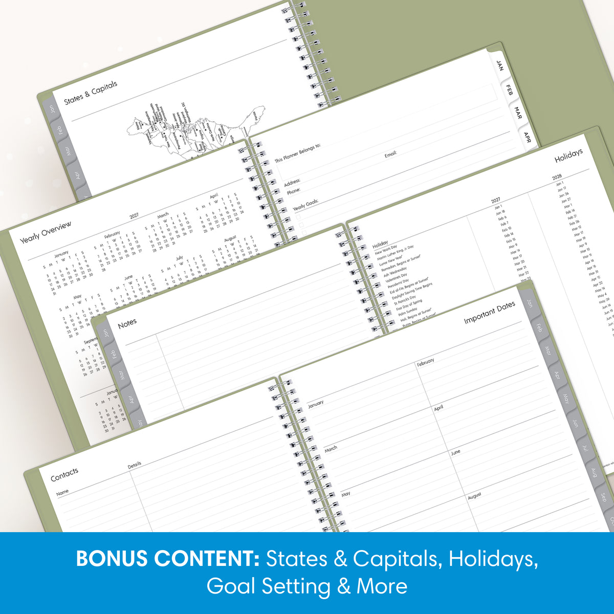 interior layout featuring lined writing space and features list goals weekly planner weekly planner