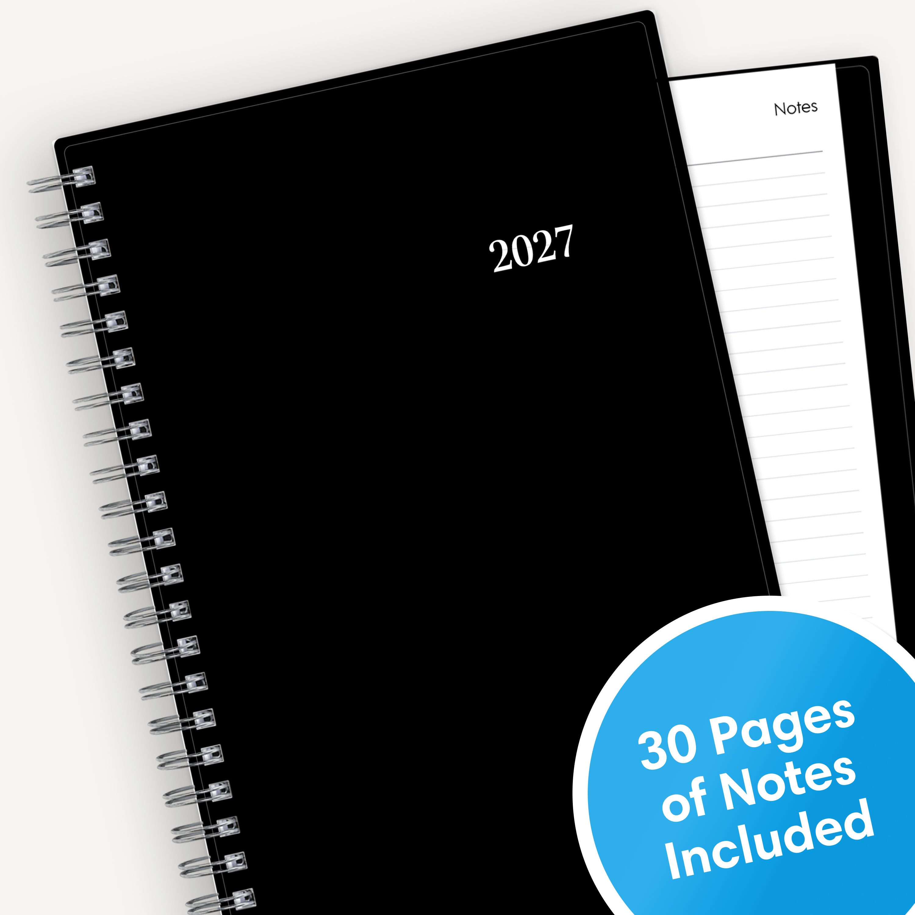 planner notes in black featuring over 30 sheets of paper!