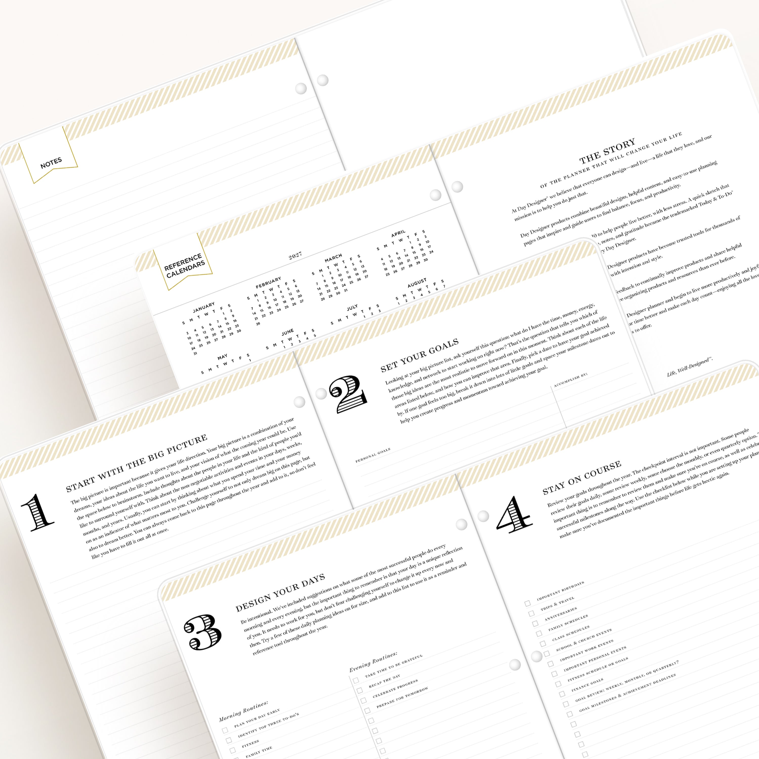 planner featuring bonus content like yearly overview, important dates, holidays,