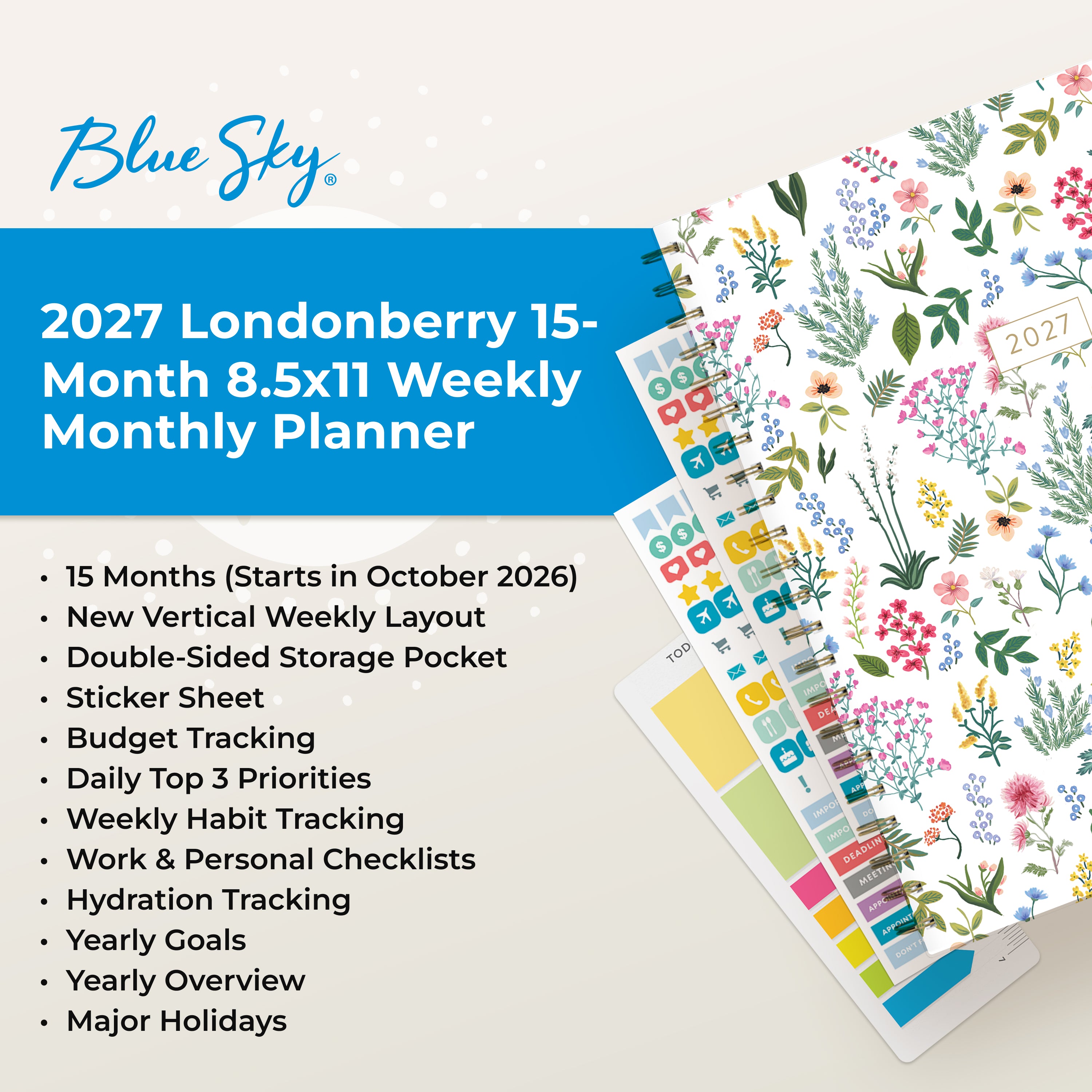 planner featuring bonus content like yearly overview, important dates, holidays, states and capitals