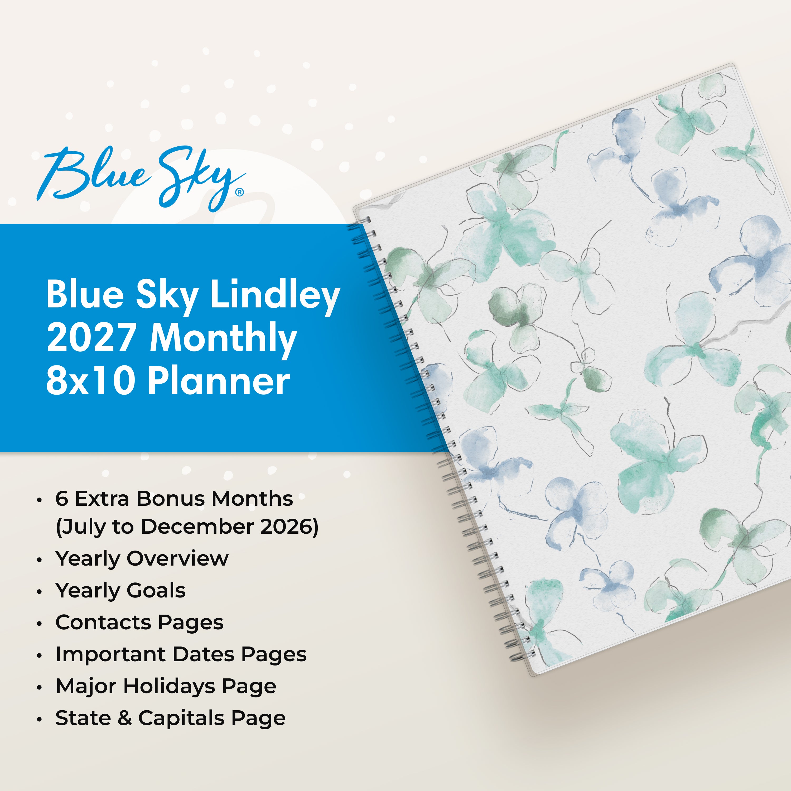 planner featuring bonus content like yearly overview, important dates, holidays, states and capitals