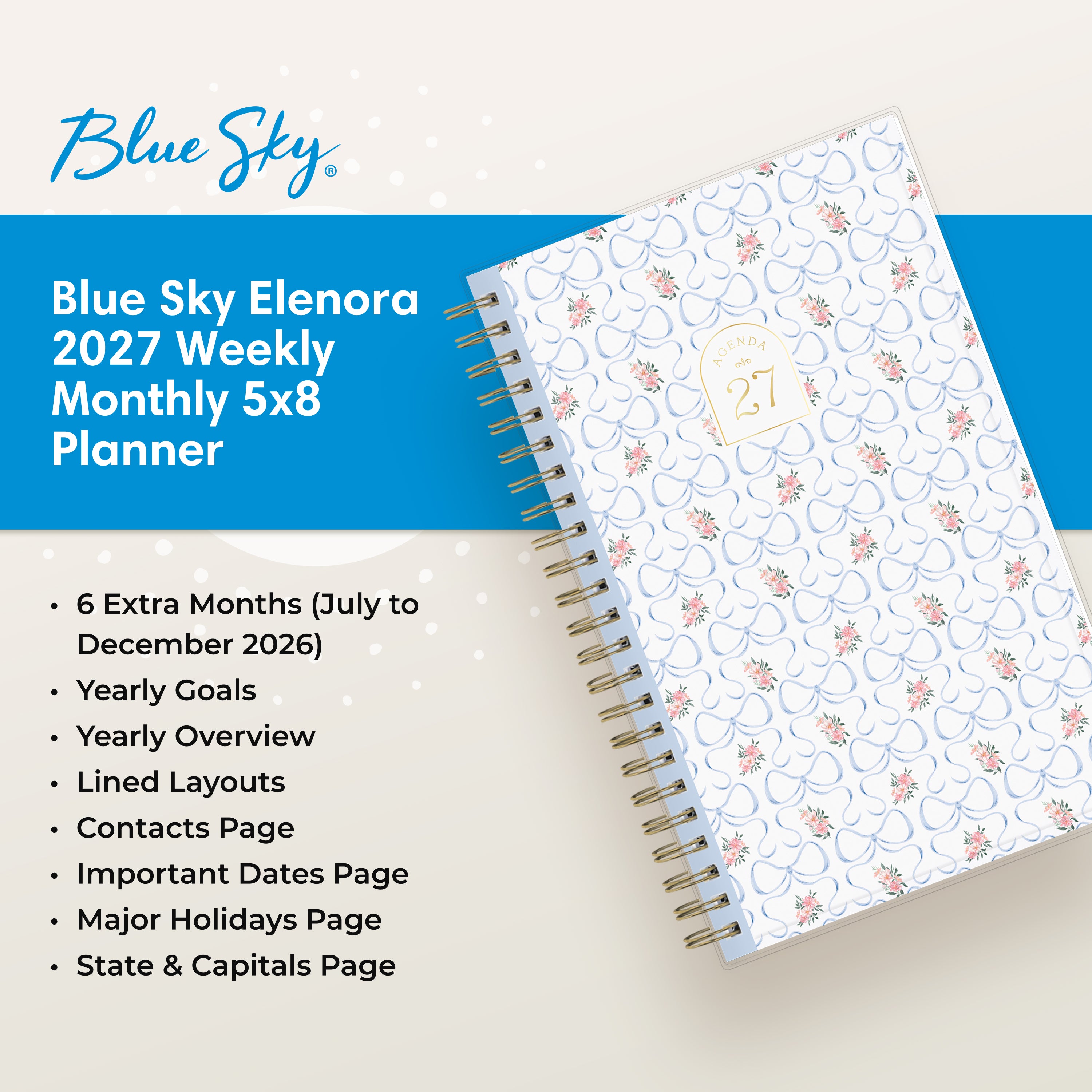 planner featuring bonus content like yearly overview, important dates, holidays, states and capitals