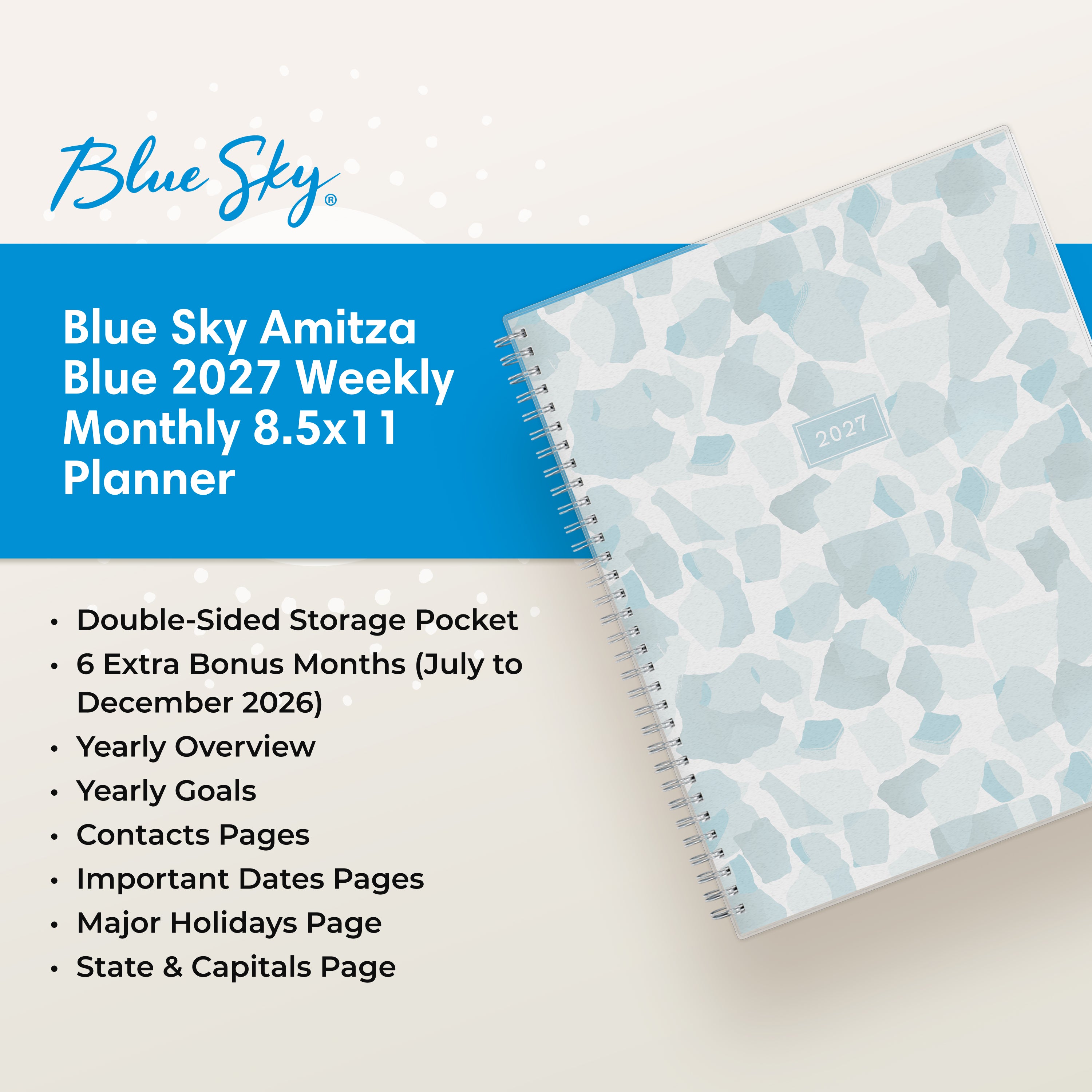 planner featuring bonus content like yearly overview, important dates, holidays, states and capitals