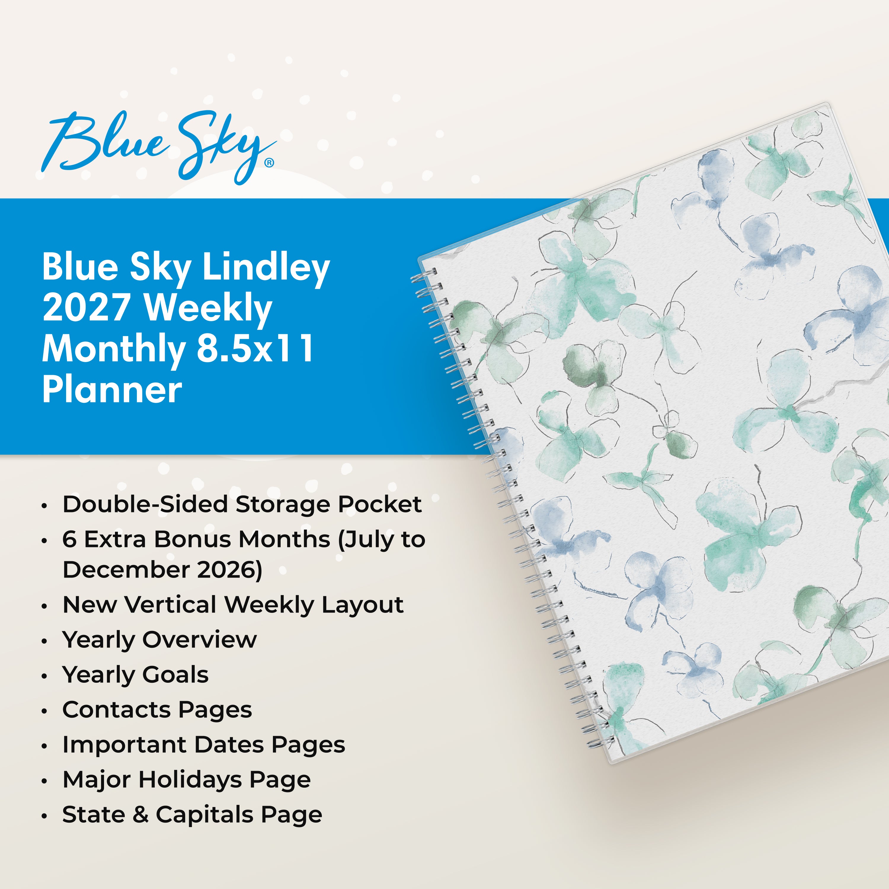planner featuring bonus content like yearly overview, important dates, holidays, states and capitals