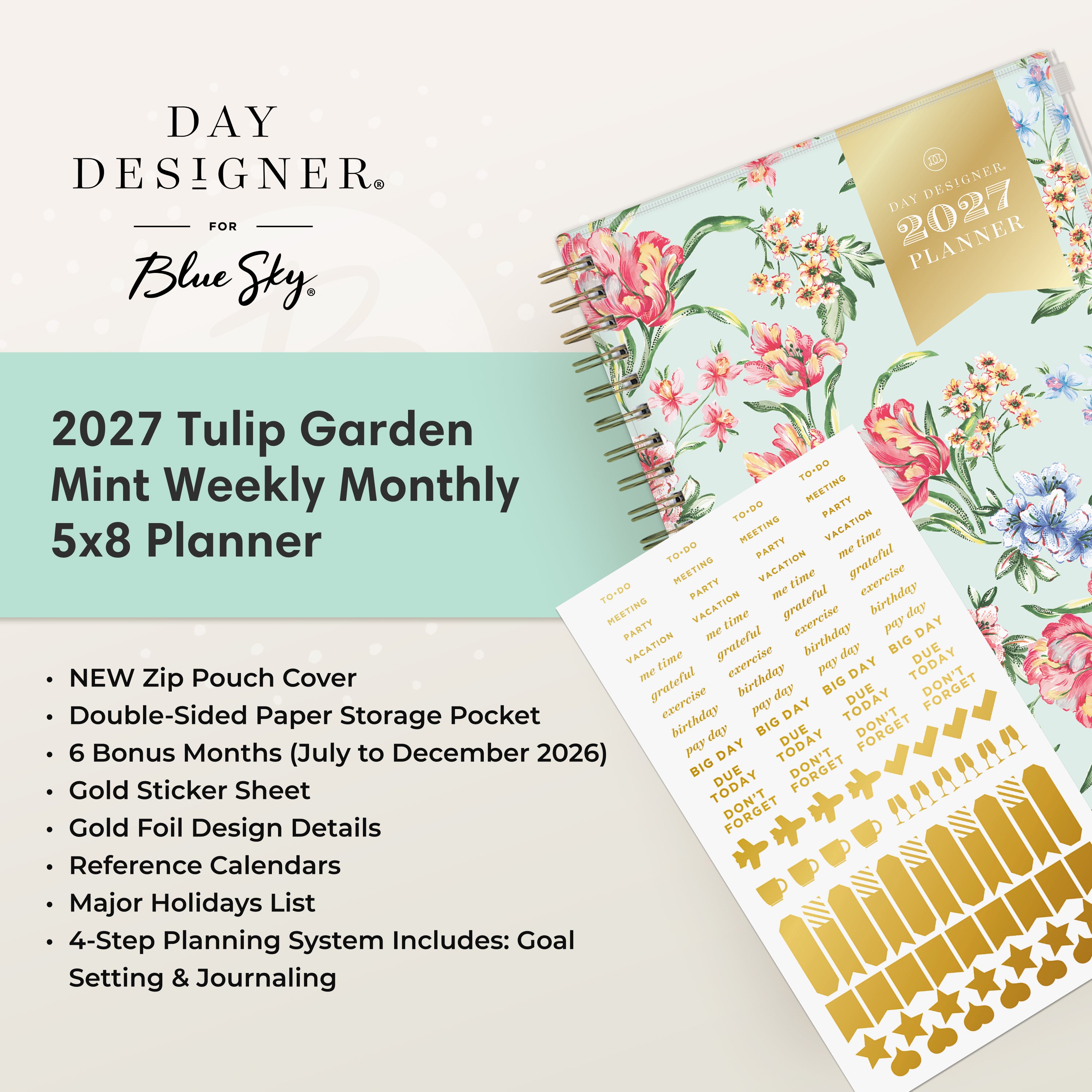 planner featuring bonus content like yearly overview, important dates, holidays, states and capitals