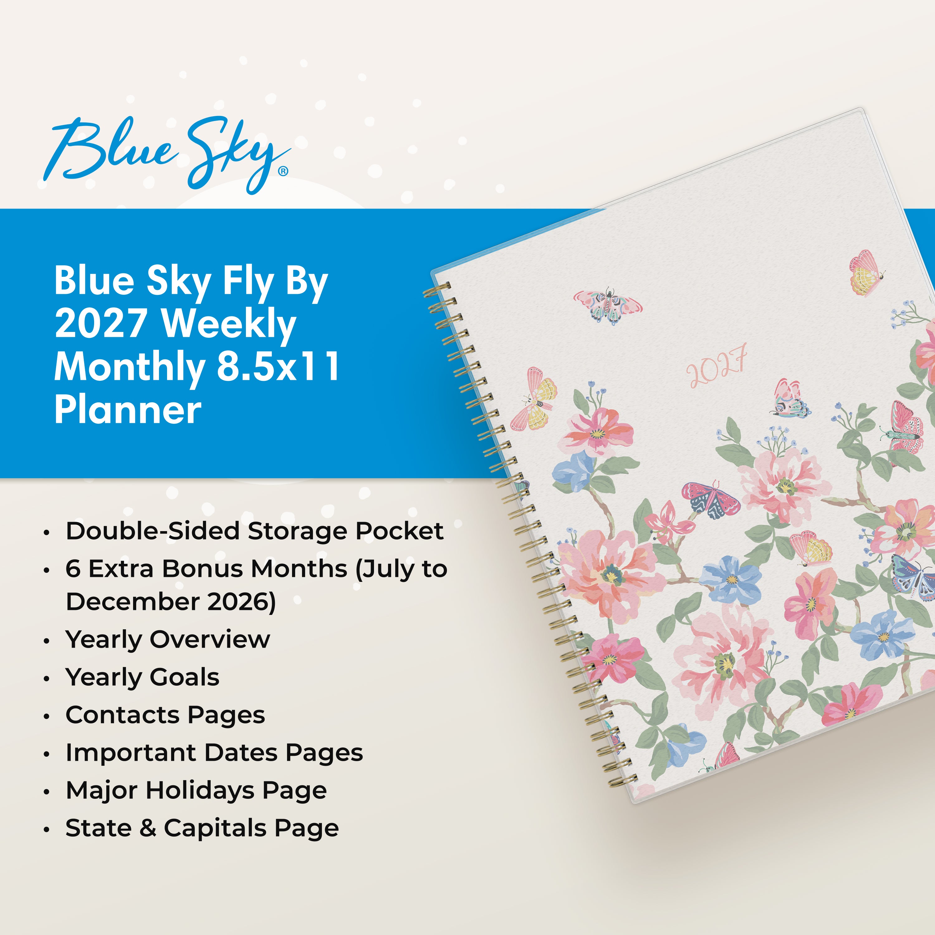 planner featuring bonus content like yearly overview, important dates, holidays, states and capitals