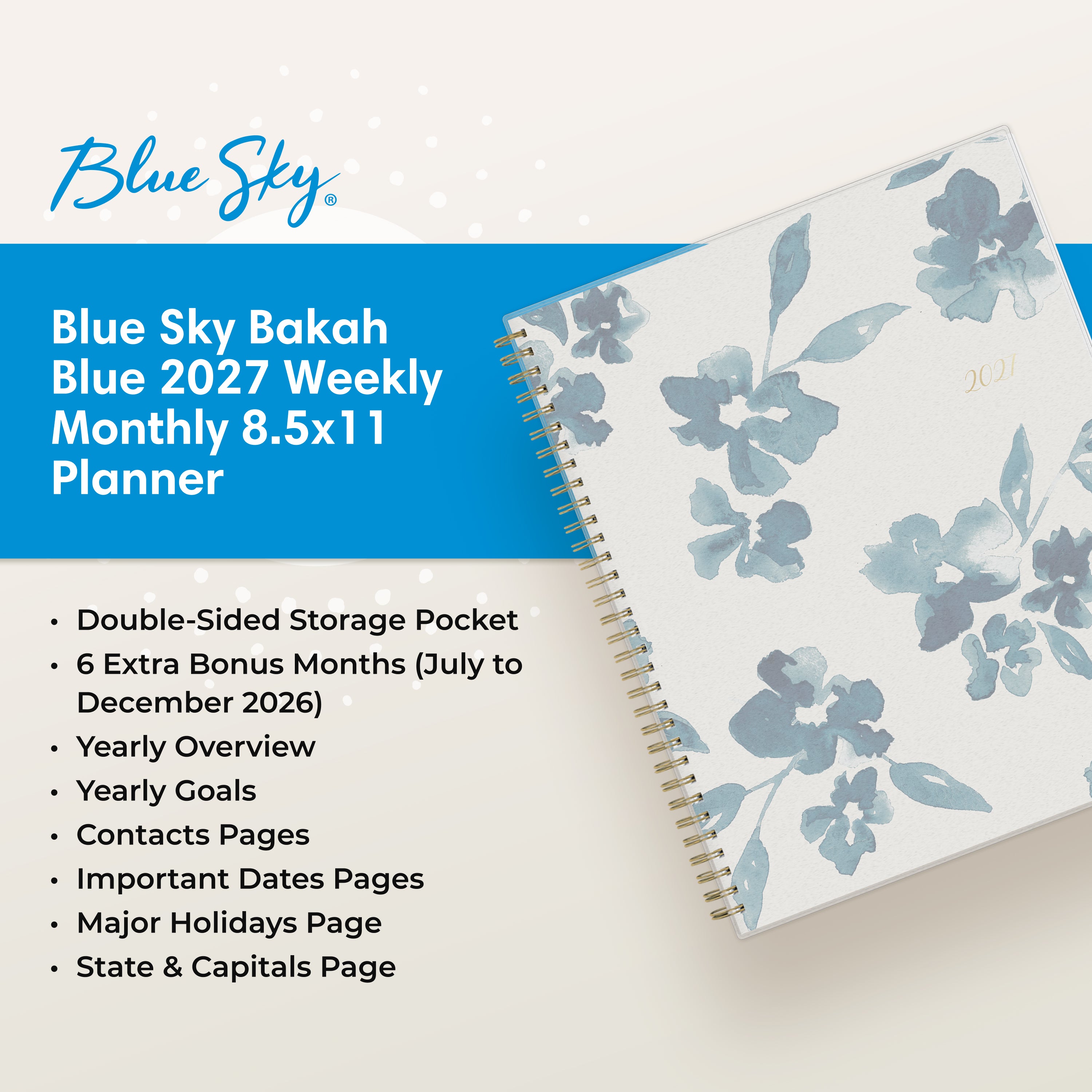 planner featuring bonus content like yearly overview, important dates, holidays, states and capitals