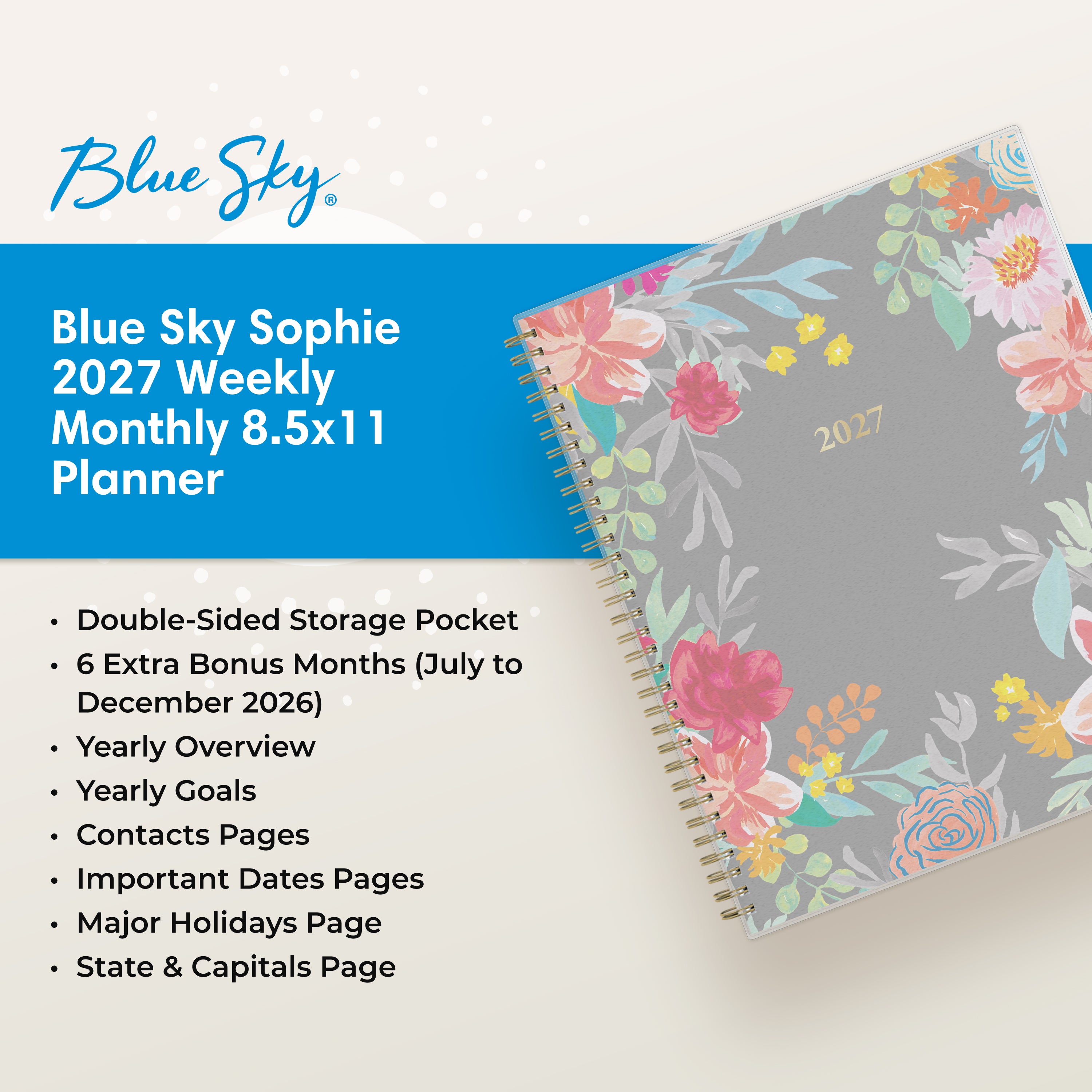 Sophie 2027 Weekly Monthly 8.5x11 Planning Calendar