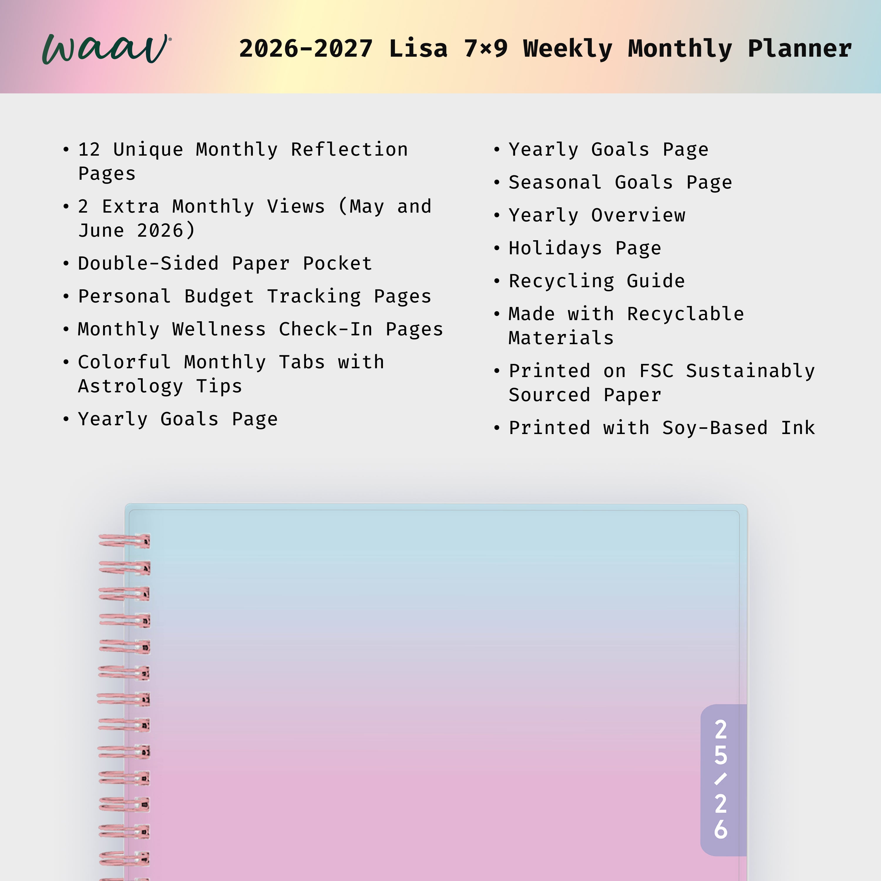 the academic planner features lots of content pages in addition to your monthly and weekly pages, yearly goals, contacts page