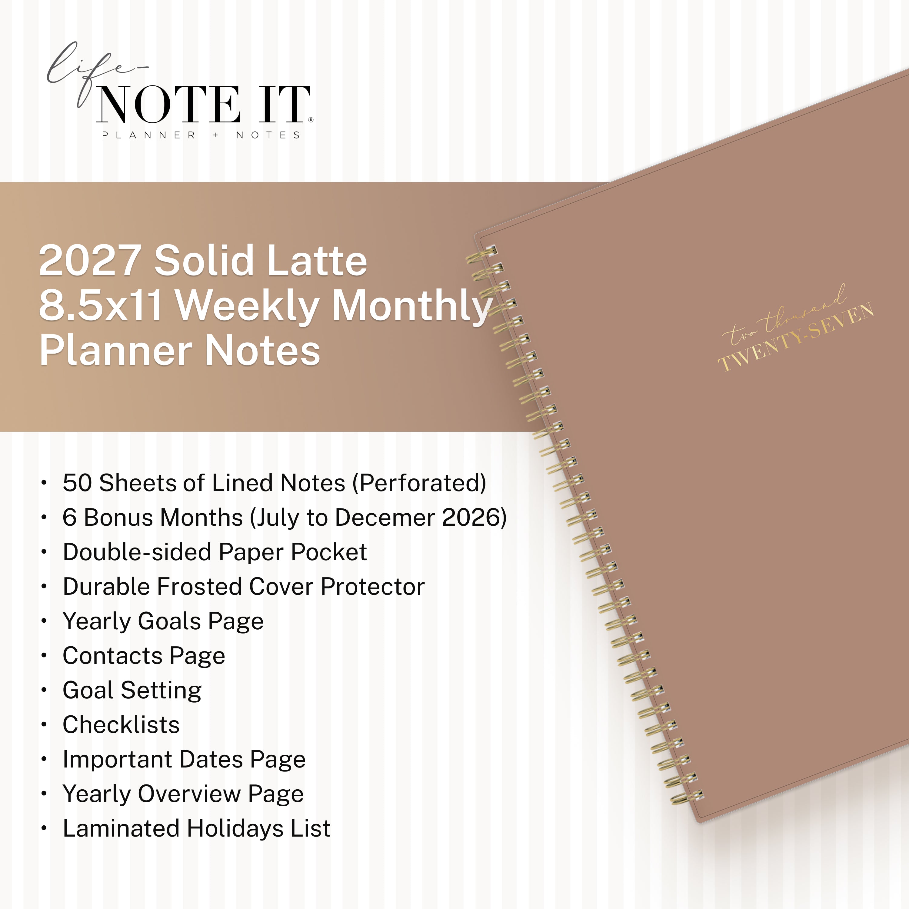 planner featuring bonus content like yearly overview, important dates, holidays, states and capitals
