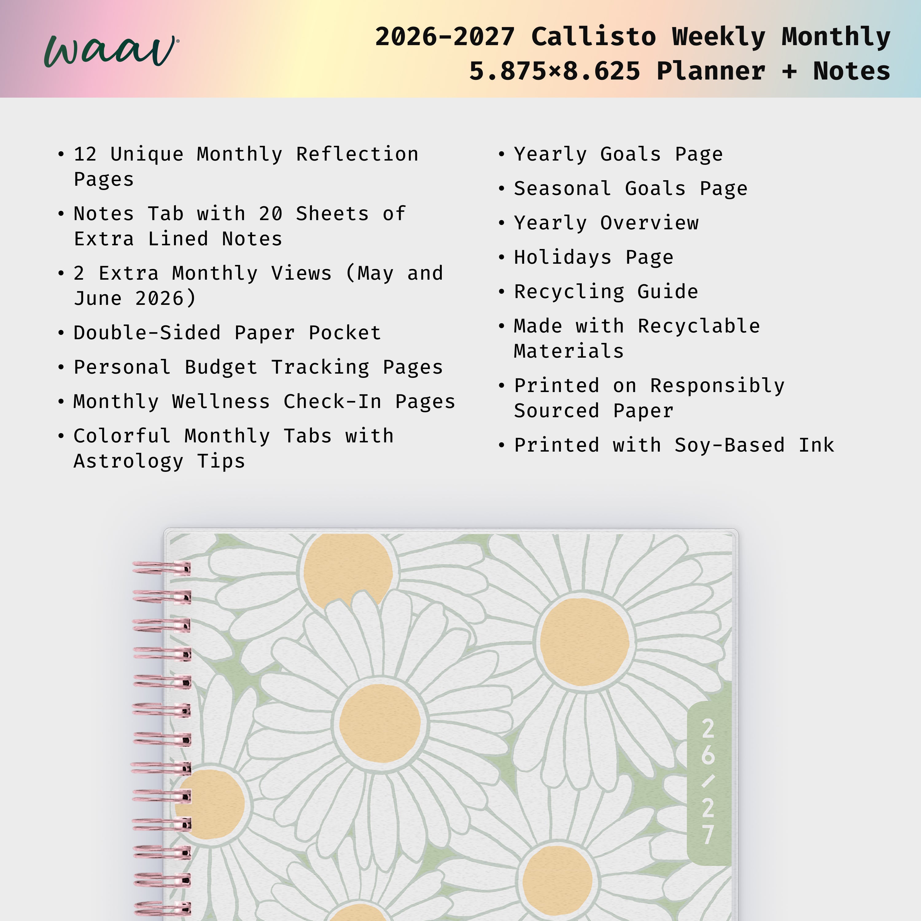 the academic planner features lots of content pages in addition to your monthly and weekly pages, yearly goals, contacts page