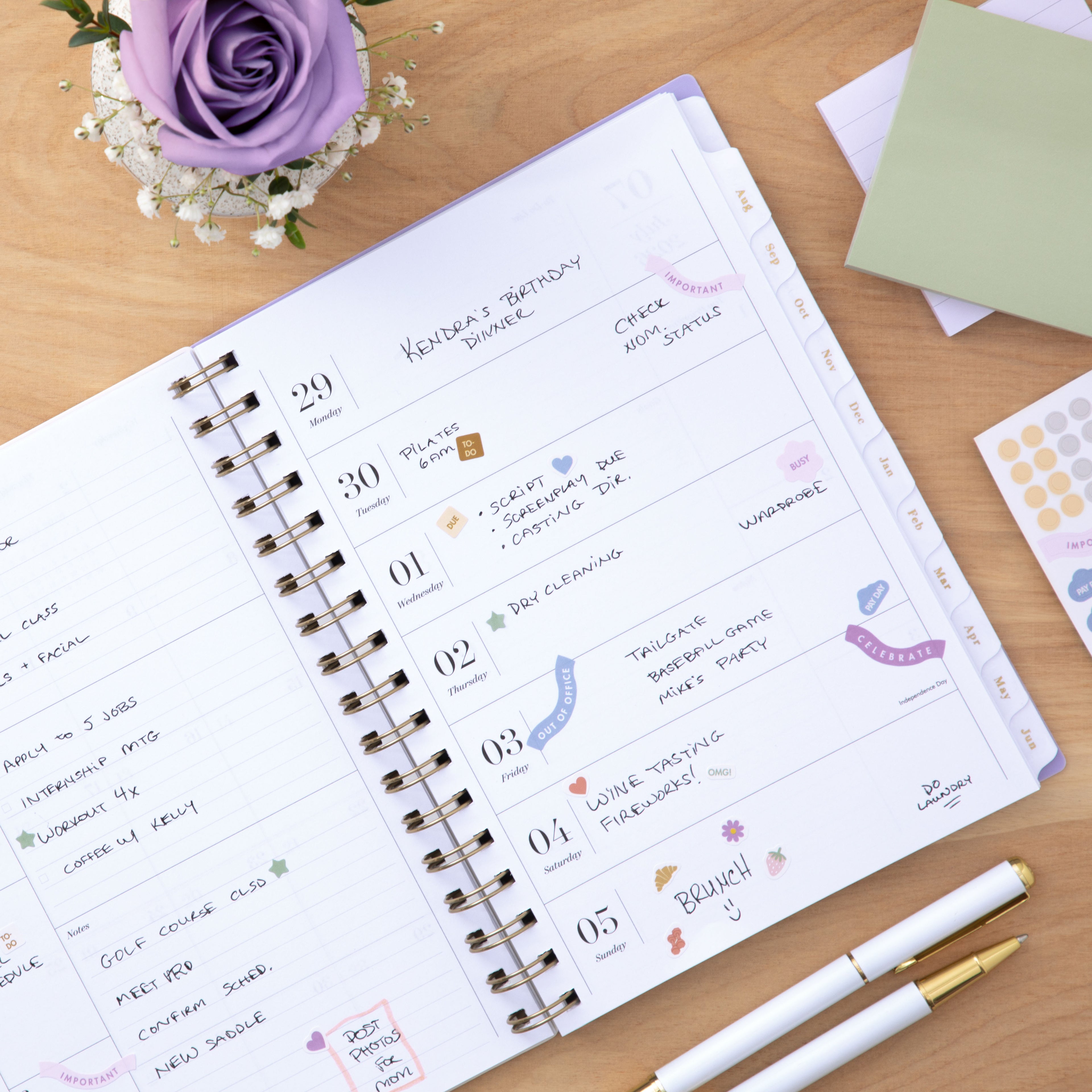 weekly open spread for this sincerely jules x blue sky planner featuring ample lined writing space