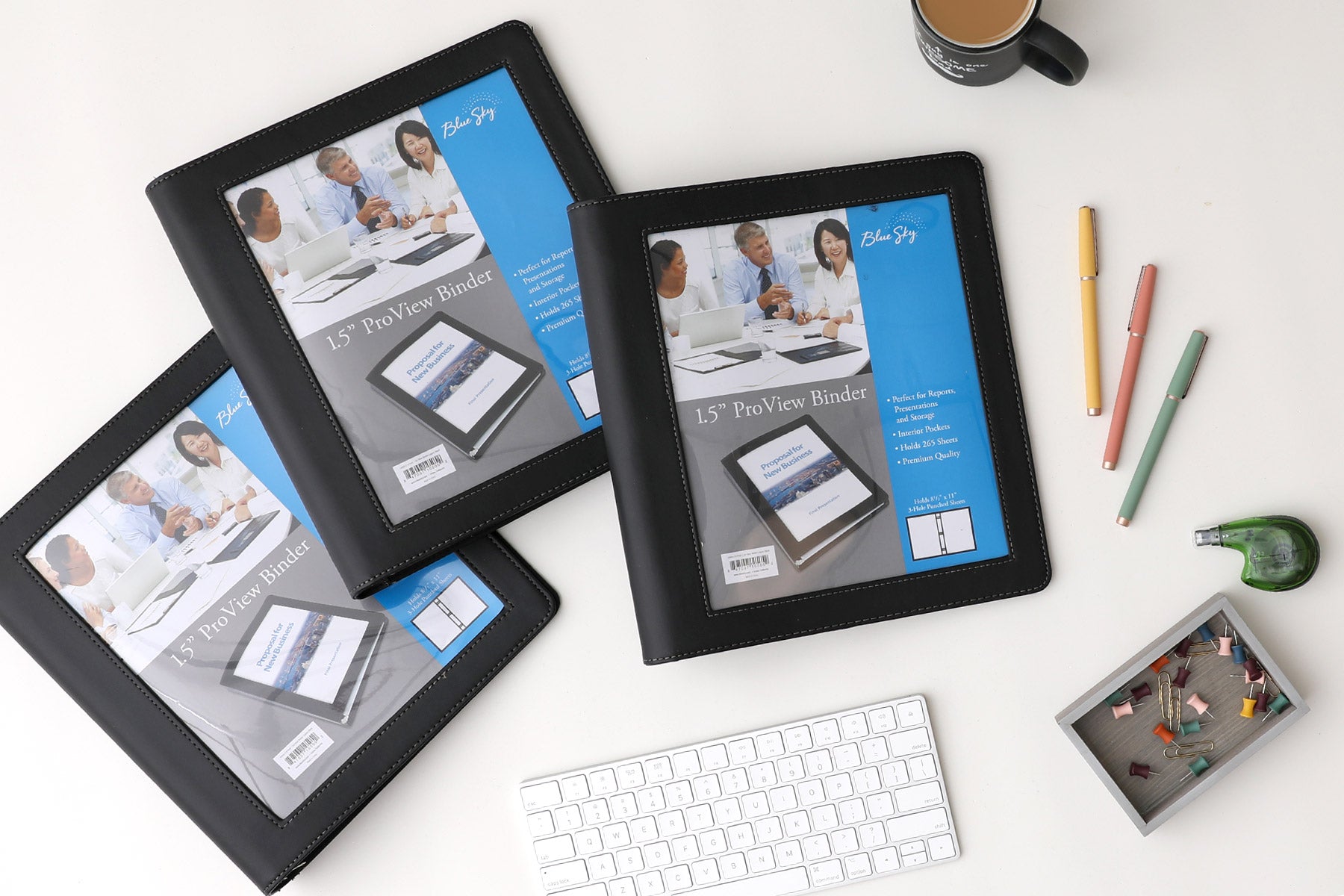 Proview Legacy Black 8.5 x 11 Binder 1.5" Rings 6-Pack