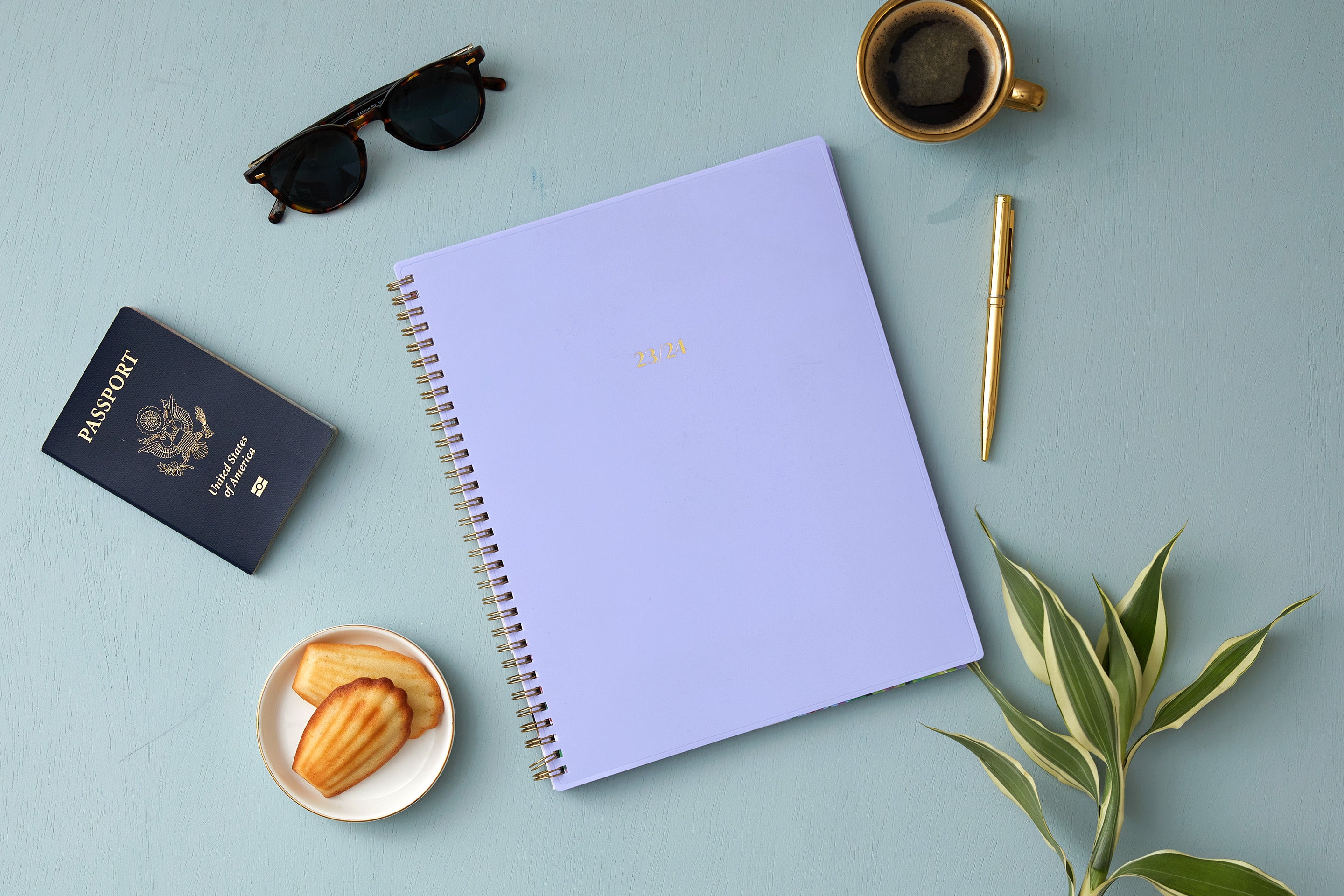 23/24 printed academic year, solid lavender front cover, in 8.5x11 planner size