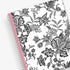 2024 weekly and monthly planner from Blue Sky featuring a floral pattern in black and white with twin silver wire-o binding and compact 8.5x11 size
