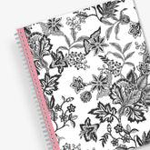 2024 weekly and monthly planner from Blue Sky featuring a floral pattern in black and white with twin silver wire-o binding and compact 8.5x11 size