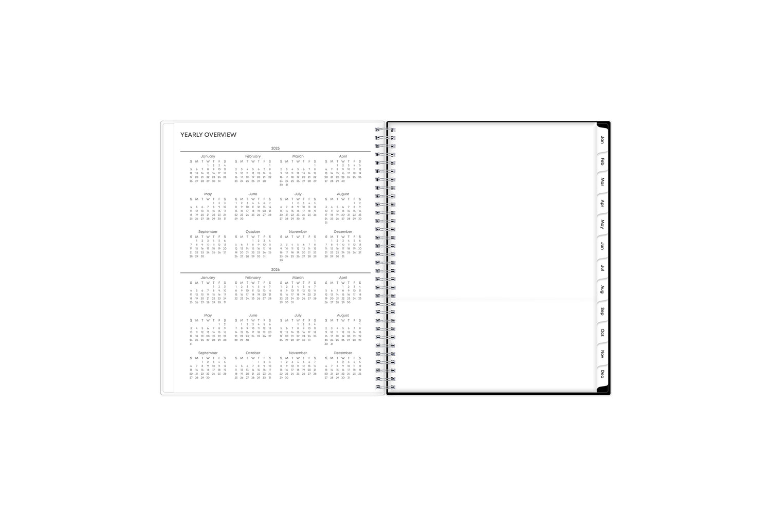 reference calendars 2025 and 2026 with storage pocket in 8.5x11 planner size
