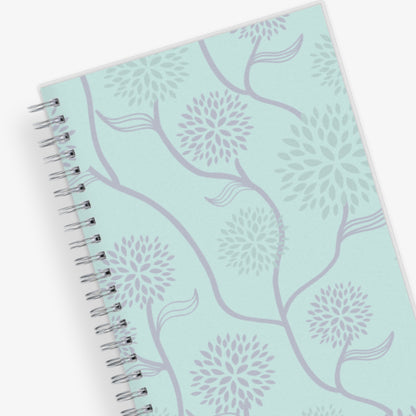 January 2024 - December 2024 weekly monthly planner featuring a floral front cover design and silver twin wire-o binding 5x8 size