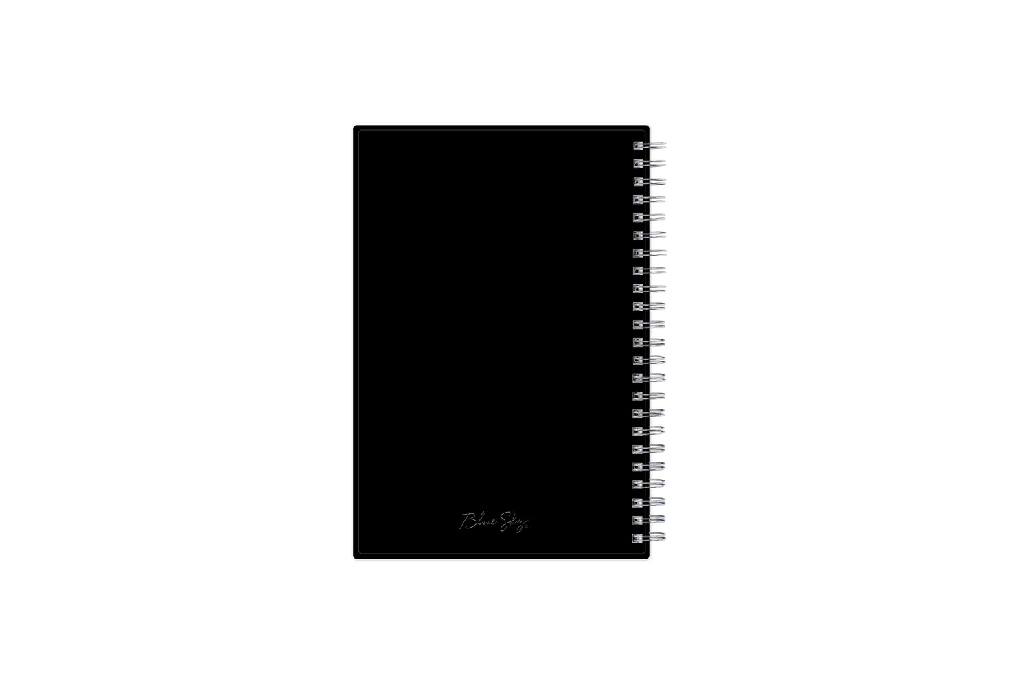 January 2025 to December 2025 weekly planner featuring a solid flexible black back cover, silver twin wire-o, and a compact 5x8 size planner