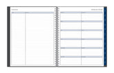Two open pages of a planner with contact and important dates sections.