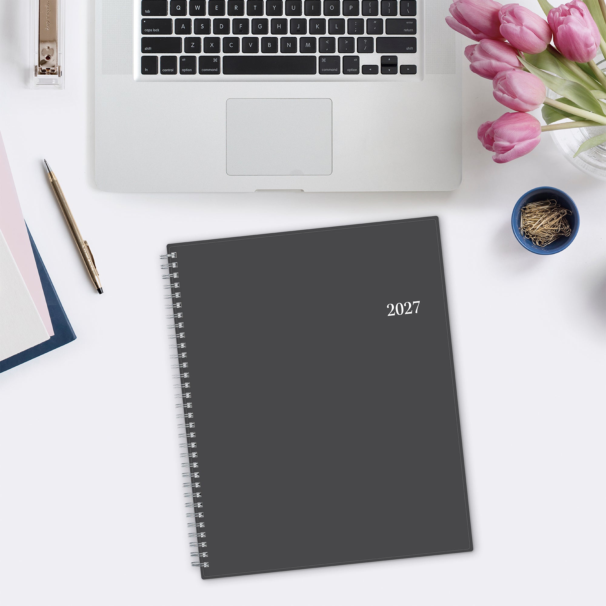 8.5x11 planner in charcoal grey for January 2027 to December 2027. weekly monthly