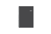 January 2024 - December 2024 weekly monthly planner featuring a charcoal front cover design and silver twin wire-o binding