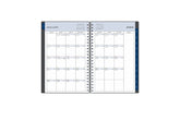 January 2024 - December 2024 weekly monthly planner featuring a monthly spread boxes for each day, lined writing space, notes section, reference calendars, and dark blue monthly tabs with white text in 5x8 size
