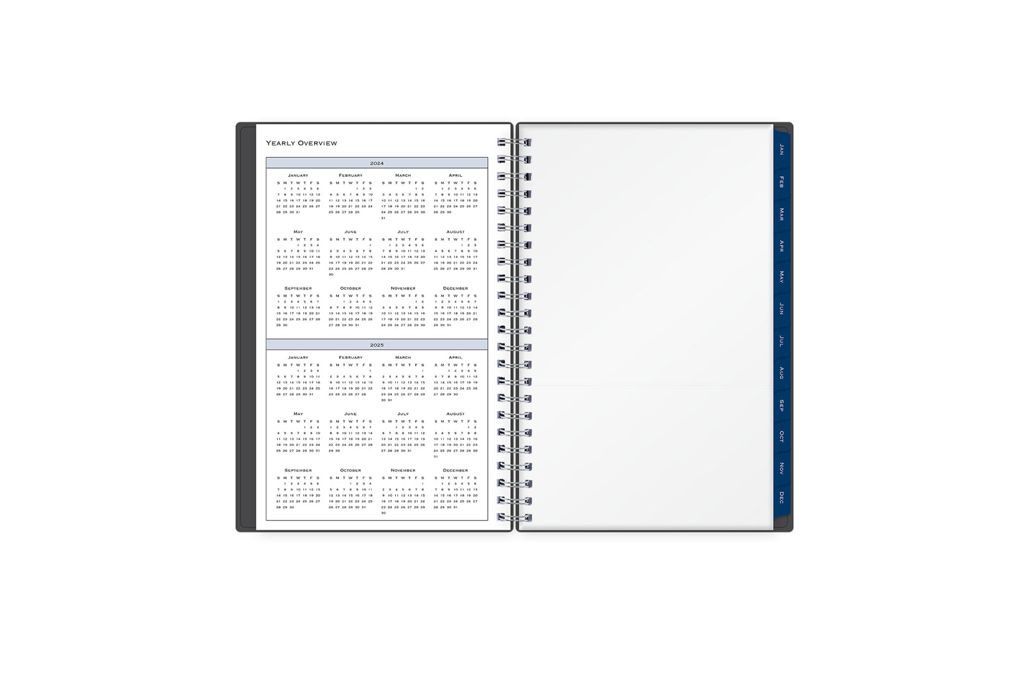 Agenda hebdomadaire/mensuel 2024, 8,5 po x 11 po, Blue Sky, Gris Agenda, format  grand 