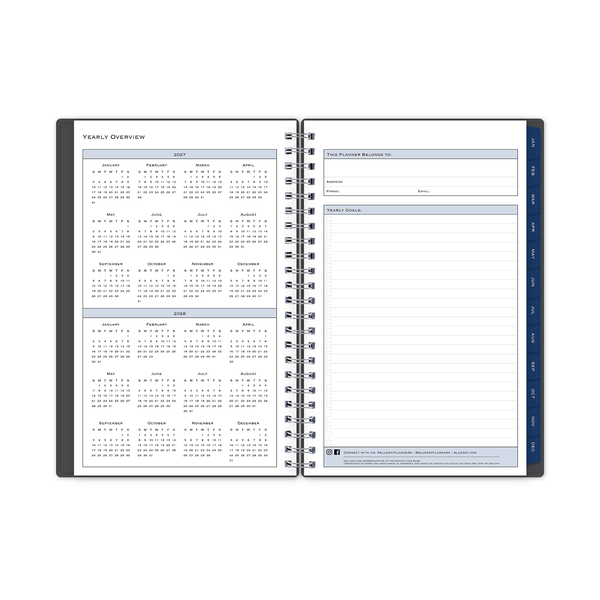 yearly overview monthly layout featuring two year 2027 recap