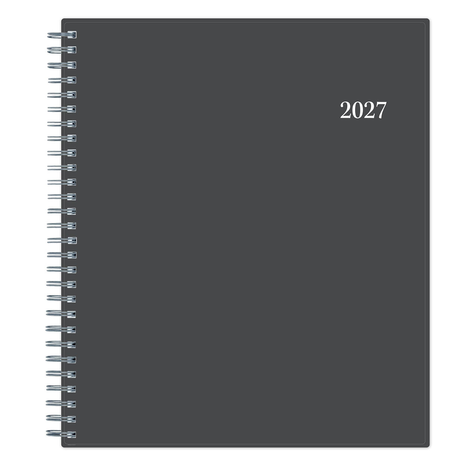 january 2027 to december 2027 planner featuring a charcoal front cover in 8x10 size with monthly format.