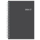 Gray planner with spiral binding and &