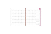 mahalo weekly monthly planner with pink monthly tabsfeaturing a monthly spread with lined writing space, notes section and reference calendars