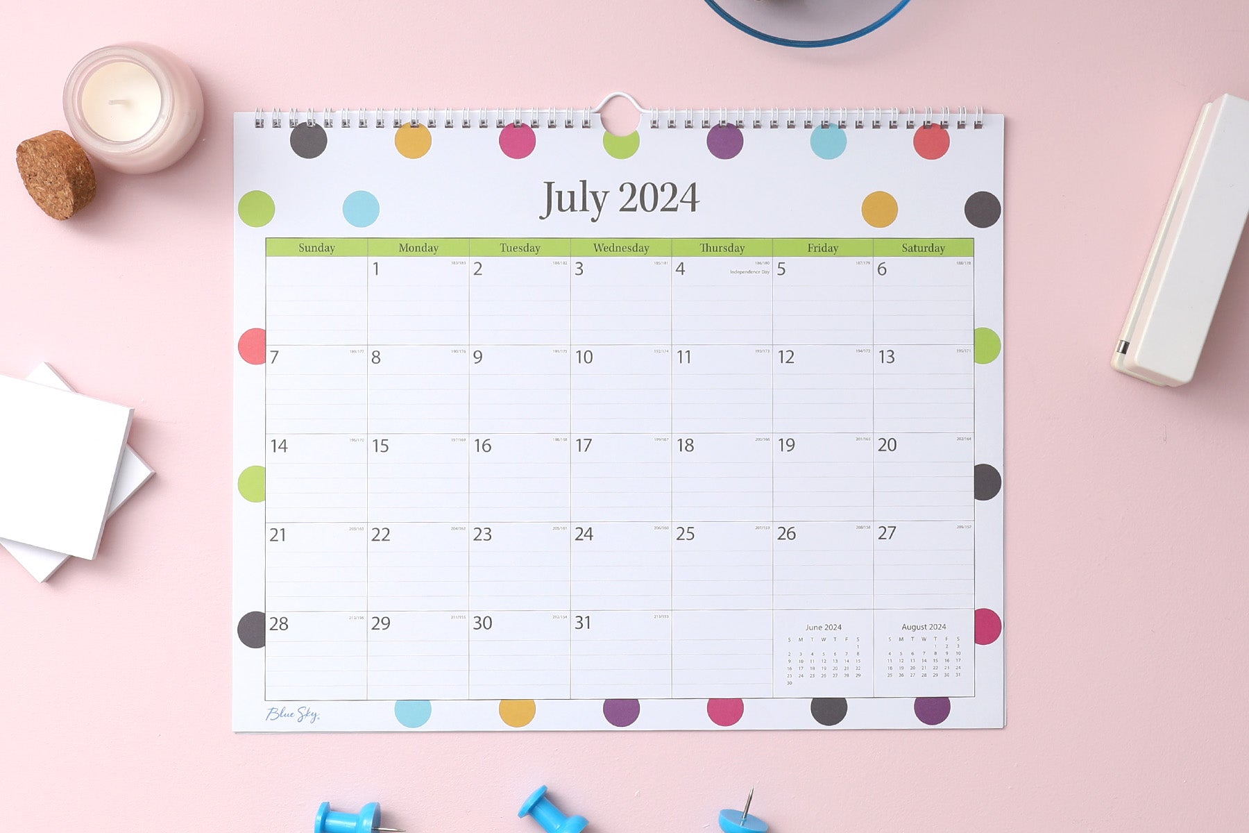 20242025 Teacher Dots Wall Calendar 15x12 Blue Sky