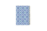 January 2025 - December 2025 weekly monthly planner featuring a geometric tile backcover design and silver gold wire-o binding 5x8 size